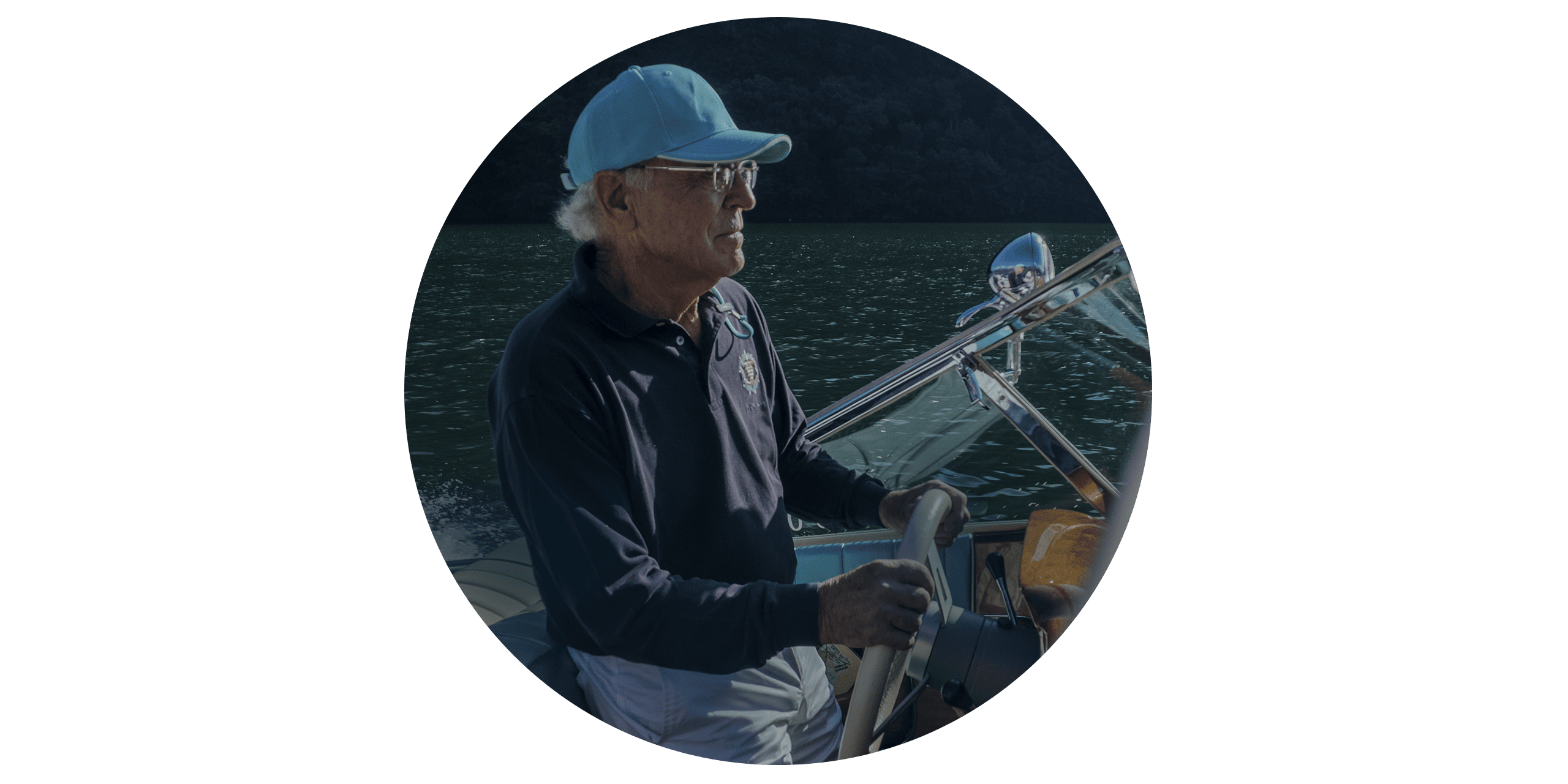 Erio Matteri aboard a Matteri boat