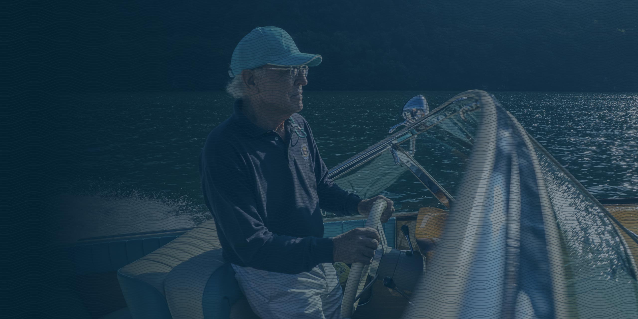 Erio Matteri aboard a Matteri boat