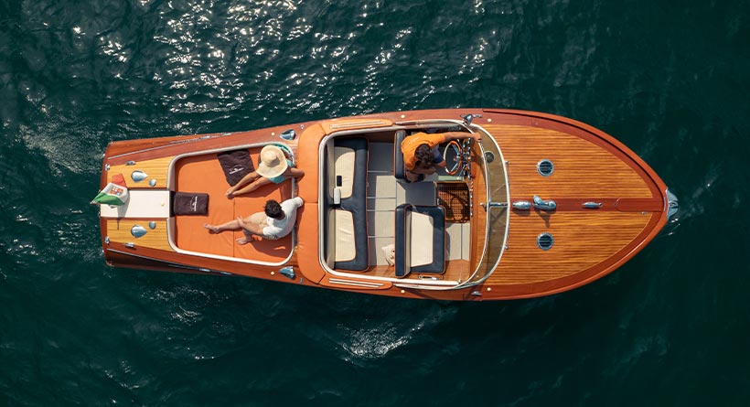 Riva Super Aquarama luxury wooden boat on Lake Como