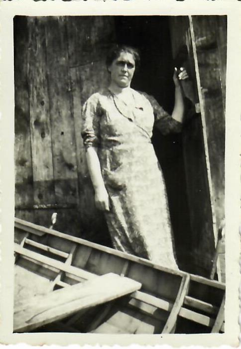 Grandmother Pina at Matteri shipyard in Lake Como archive photo